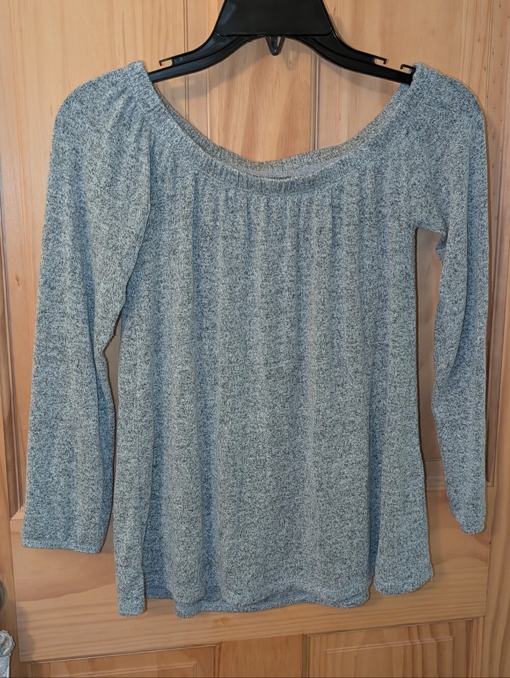 Grey Long Sleeve Scoop Neck/Off The Shoulder Top
